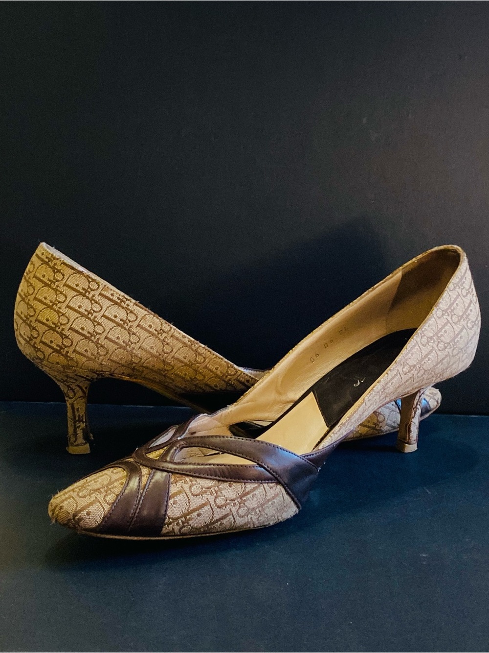 ποΈRARE Christian Dior Authentic Vintage Y2K Diorissimo Canvas & Leather Heels